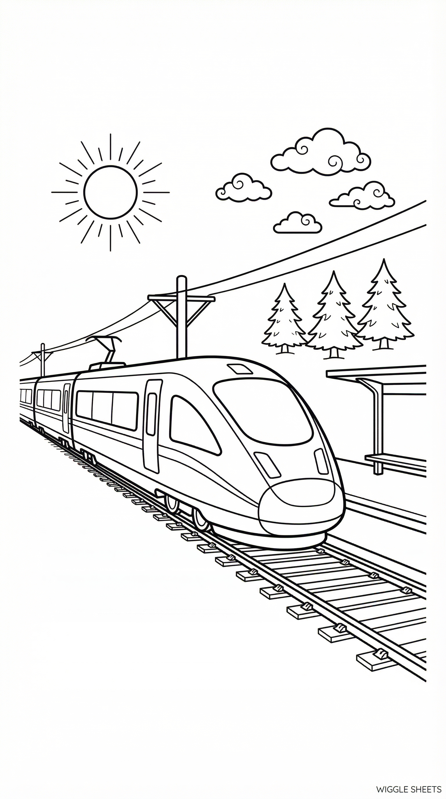 Electric Train Day Coloring Page
